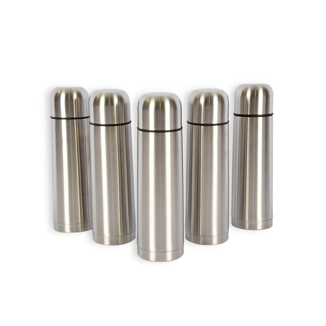 5x | Thermosfles | Isoleerfles | zilver | Thermoskan | 750ml | RVS thermosfles | Isolatiekan | Drinkfles | 8cm*28.5cm