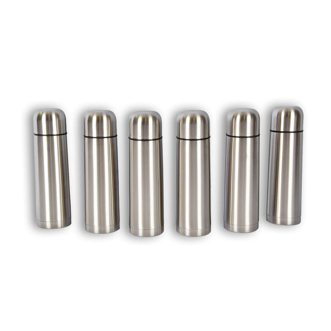 6x | Thermosfles | Isoleerfles | zilver | Thermoskan | 750ml | RVS thermosfles | Isolatiekan | Drinkfles | 8cm*28.5cm