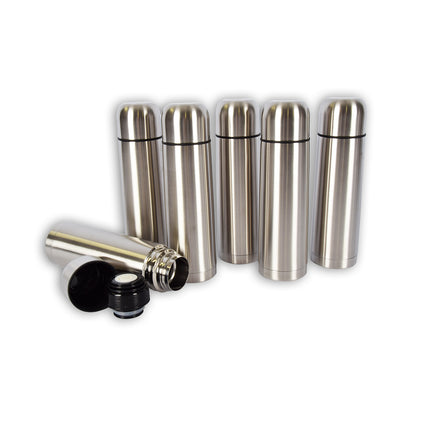 6x | Thermosfles | Isoleerfles | zilver | Thermoskan | 750ml | RVS thermosfles | Isolatiekan | Drinkfles | 8cm*28.5cm