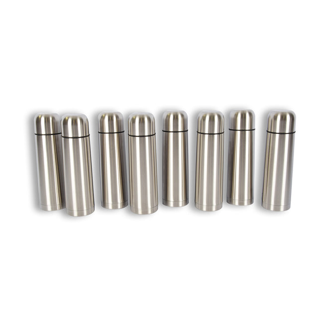 8x | Thermosfles | Isoleerfles | zilver | Thermoskan | 750ml | RVS thermosfles | Isolatiekan | Drinkfles | 8cm*28.5cm