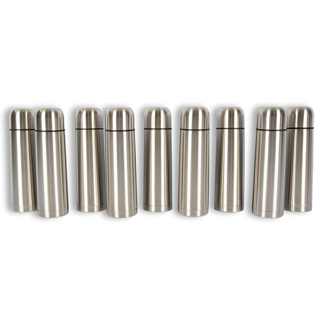 9x | Thermosfles | Isoleerfles | zilver | Thermoskan | 750ml | RVS thermosfles | Isolatiekan | Drinkfles | 8cm*28.5cm