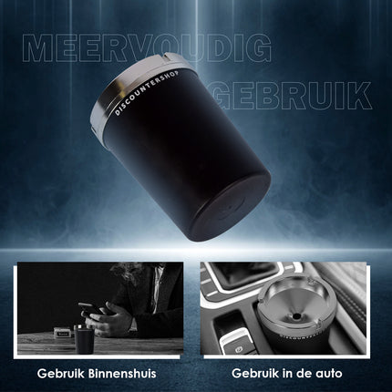 3x Auto Asbak met deskel van Duurzaam Zwart Plastic - Auto Accessoires - 10cm x 10cm x 13cm - Lichtgewicht 270g