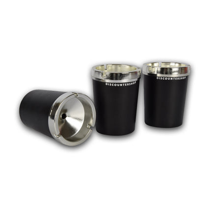 3x Auto Asbak met deskel van Duurzaam Zwart Plastic - Auto Accessoires - 10cm x 10cm x 13cm - Lichtgewicht 270g