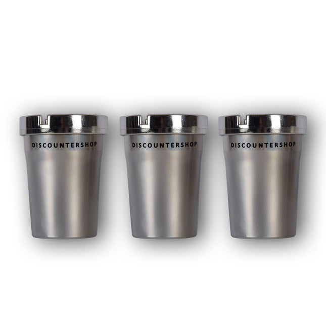 Auto asbak | asbak | Zilver | Kunststof | Tafelasbak | Set Van 3 | Met Deskel | sigaret dovende auto asbak | Auto accessoires | 10cm*8cm 