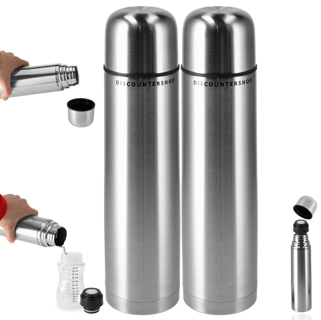 Thermosfles 1000 ml 2 Stuks – Isoleerfles RVS – Babymelk Warm Houden – 6 Uur Warm en 4 Uur Koud – Ideaal voor Babyvoeding, Koffie, Thee – Waterfilters en Drinkflessen