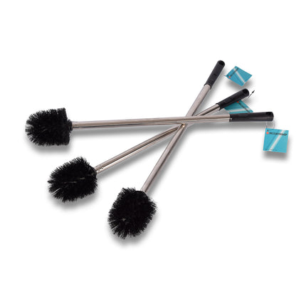 WC borstel | Zwart/Zilver | Toiletborstelset | Badkameraccessoires | Luxe 3-delige| RVS/plastic | WC-reiniger | 8.00 X 8.00 X 54.00 CM