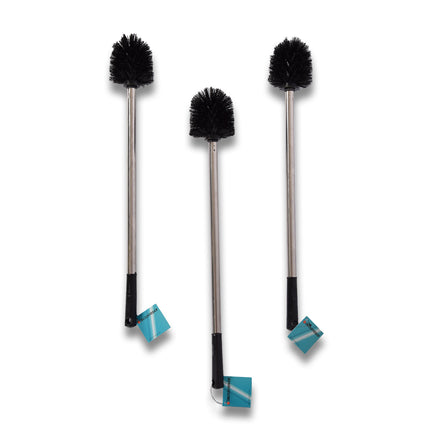 WC borstel | Zwart/Zilver | Toiletborstelset | Badkameraccessoires | Luxe 3-delige| RVS/plastic | WC-reiniger | 8.00 X 8.00 X 54.00 CM