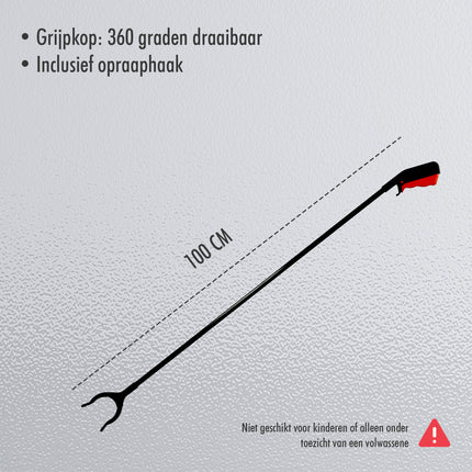 Set van 2 Grijpstokken 1 Meter - Ergonomische Lange Grijparmen voor Afval & Zwerfvuil - Afvalgrijpers voor Ouderen en Invaliden