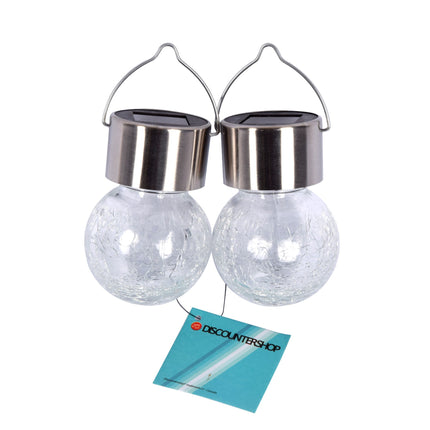 Zonne-lampen voor Sfeervolle Tuinverlichting - Set van 2 - Zilver - Afmetingen: ca. 9x6cm - Solar Lampen incl. batterijen