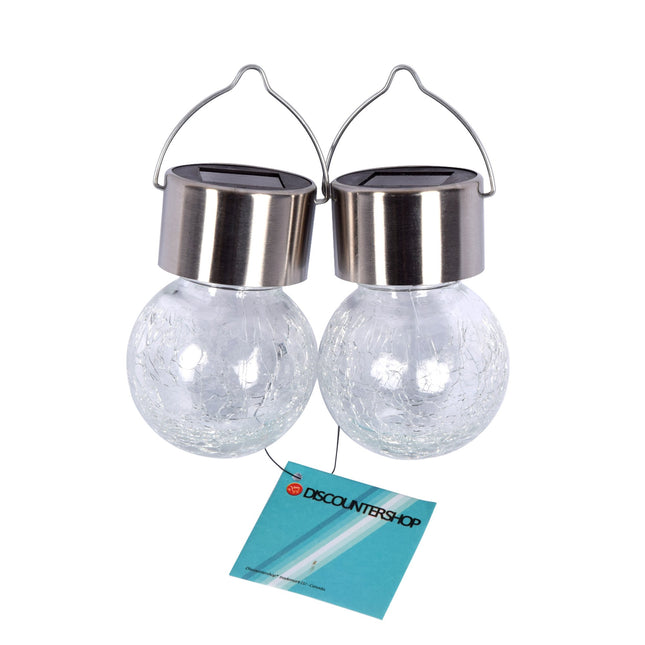 Zonne-lampen voor Sfeervolle Tuinverlichting - Set van 2 - Zilver - Afmetingen: ca. 9x6cm - Solar Lampen incl. batterijen