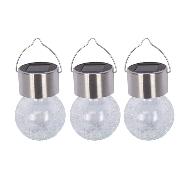 Sierlijke Zonne-lampen Set voor Stemmige Tuinverlichting - 3 SOLAR Lampen – Zilver