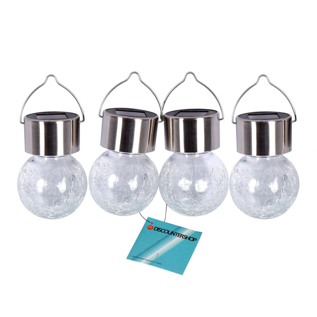 Elegante Zonne-lampen Set voor Tuinverlichting - 4 Stuks - Zilver - 9x6cm - Solar- 1.2V - Batterijen Inbegrepen 