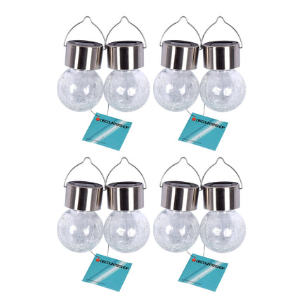 Schitterende Set Zonne-lampen voor Solar Tuinverlichting - 8 Solar Lampen - Afmetingen 9cm x 6cm - Zilver - Roestvrijstalen Constructie