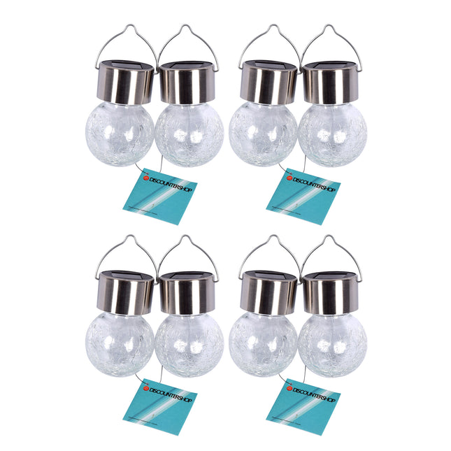 Schitterende Set Zonne-lampen voor Solar Tuinverlichting - 8 Solar Lampen - Afmetingen 9cm x 6cm - Zilver - Roestvrijstalen Constructie