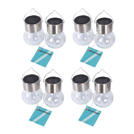 Schitterende Set Zonne-lampen voor Solar Tuinverlichting - 8 Solar Lampen - Afmetingen 9cm x 6cm - Zilver - Roestvrijstalen Constructie