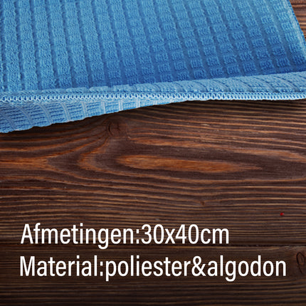 Set van 3 Kleurrijke Vaatdoeken - Blauw - Polyester en Katoenmix - 80 gm - 30x40 cm