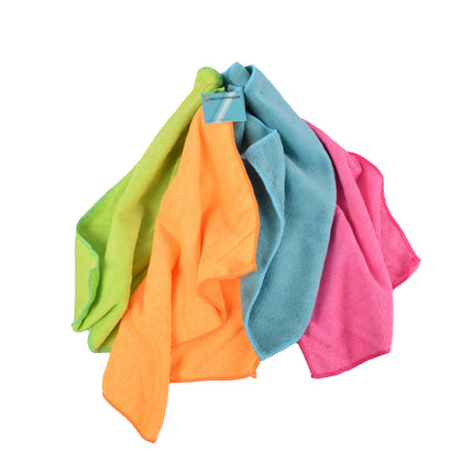 Kwalitatieve Microvezel Vaatdoekjes - Set van 4 - Assortiment Kleuren - Gemaakt van Polyester - Afmetingen 40x29cm – Schoonmaakproducten