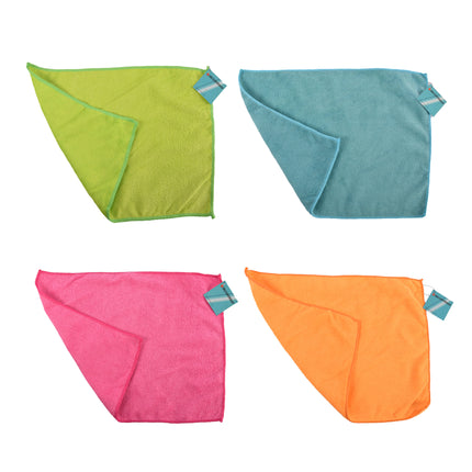 Kwalitatieve Microvezel Vaatdoekjes - Set van 4 - Assortiment Kleuren - Gemaakt van Polyester - Afmetingen 40x29cm – Schoonmaakproducten