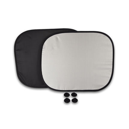 Zonneschermen | 44cm x 36cm | Zijruiten | Zwart/Grijs Stof | Zonwering op maat | UV Protectie | Autoaccessoires