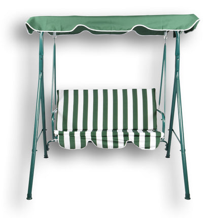 Schommelbank | Tuinbank | Bankje | wit/groen | Parkbankje | metaal/polyester | MAX 220 kg | Buitenbank | 140cm*153cm*110cm