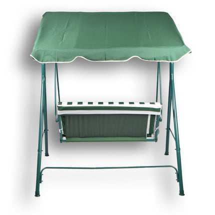 Schommelbank | Tuinbank | Bankje | wit/groen | Parkbankje | metaal/polyester | MAX 220 kg | Buitenbank | 140cm*153cm*110cm