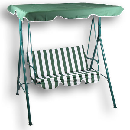 Schommelbank | Tuinbank | Bankje | wit/groen | Parkbankje | metaal/polyester | MAX 220 kg | Buitenbank | 140cm*153cm*110cm