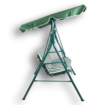 Schommelbank | Tuinbank | Bankje | wit/groen | Parkbankje | metaal/polyester | MAX 220 kg | Buitenbank | 140cm*153cm*110cm