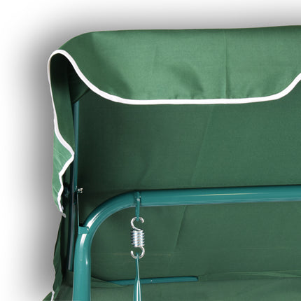 Schommelbank | Tuinbank | Bankje | wit/groen | Parkbankje | metaal/polyester | MAX 220 kg | Buitenbank | 140cm*153cm*110cm