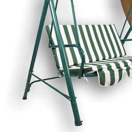 Schommelbank | Tuinbank | Bankje | wit/groen | Parkbankje | metaal/polyester | MAX 220 kg | Buitenbank | 140cm*153cm*110cm