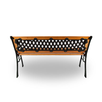 Tuinbank | Buitenbank | bruin/zwart/groen | 12.5kg | Tuinbankje | hout & staal | Parkbankje | 126cm*52cm*73cm