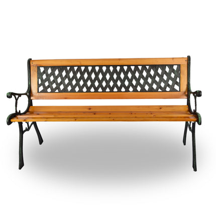 Tuinbank | Buitenbank | bruin/zwart/groen | 12.5kg | Tuinbankje | hout & staal | Parkbankje | 126cm*52cm*73cm