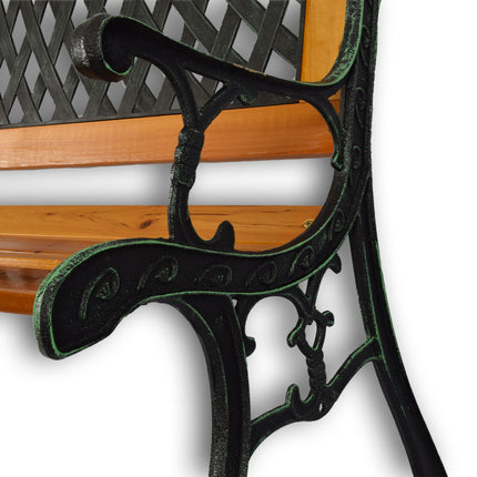Tuinbank | Buitenbank | bruin/zwart/groen | 12.5kg | Tuinbankje | hout & staal | Parkbankje | 126cm*52cm*73cm