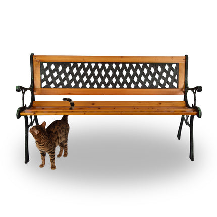 Tuinbank | Buitenbank | bruin/zwart/groen | 12.5kg | Tuinbankje | hout & staal | Parkbankje | 126cm*52cm*73cm