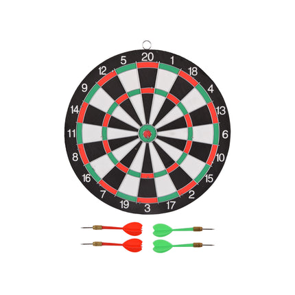 Robuust en Stijlvol Dartbord Set met Pijlen - Eenvoudig te Installeren, Ideaal voor Elk Dartspel - Zwart & Wit, Groen & Rood, Kunststof, 29cm