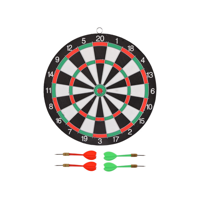 Robuust en Stijlvol Dartbord Set met Pijlen - Eenvoudig te Installeren, Ideaal voor Elk Dartspel - Zwart & Wit, Groen & Rood, Kunststof, 29cm