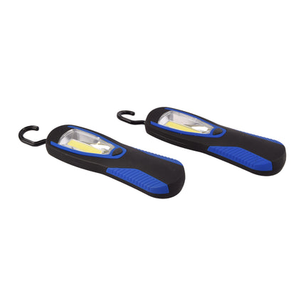Ultieme Blauwe en Zwarte LED Werklamp Set met Magneet en Ophanghaak | 20cm x 6cm x 3cm | Perfect Zaklamp Voor Kamperen Wandelen Noodsituaties en Doe Het Zelvers | Lamp Op Batterijen 2 Stuks