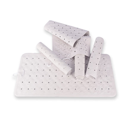 Witte Badmat Set van Natuurlijk Rubber | Antislip Douchemat | 76cm x 36cm | 5 Stuks
