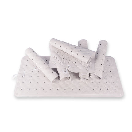 Verfijnde Witte Badmat Set - Antislip Douchemat - 100% Natuurlijk Rubber - 76cm x 36cm - 6 stuks