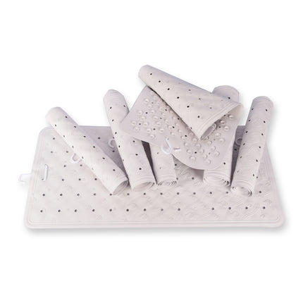 Moderne Witte Badmat Set - Antislip Douchemat - 100% Natuurlijk Rubber - 76x36cm - 7 stuks