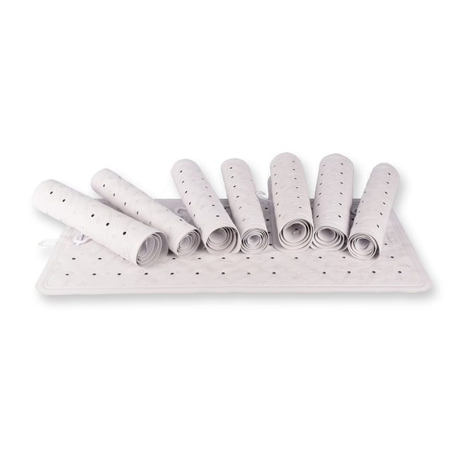 Complete Set van Witte Badmatten in Natuurlijk Rubber | Antislip Douchematten | 76cm x 36cm | 8 Stuks