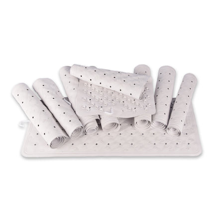 Kwalitatieve Badmat Set in Wit - Antislip Douchemat - 76cm x 36cm - Sterk 100% Natuurlijk Rubber - 9 stuks