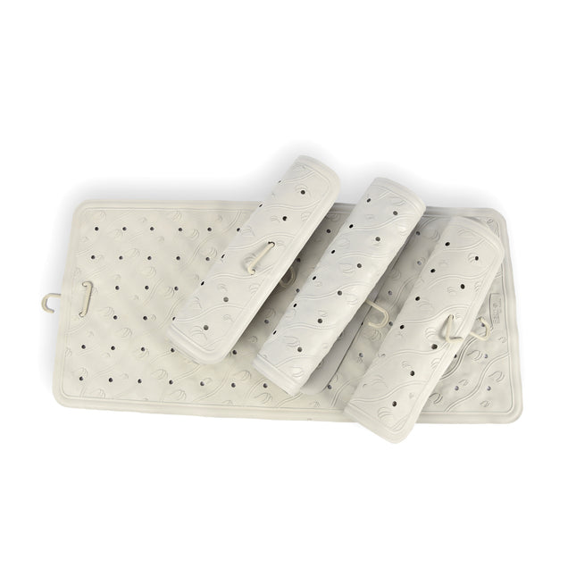 Grijze Anti-Schimmel Badmat - 4-pack - Duurzame Douchemat - Gemaakt van 100% Natuurrubber - Afmetingen: 76cm x 36cm