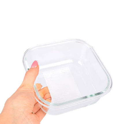 Handige Vershoudbox voor Fruit – 750ml - Transparante Glazen Voedselopslagcontainer met Losse Bamboe Deksel - 22cmx17cmx7.5cm