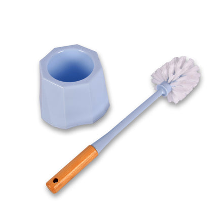 Handige Blauwe Toiletborstel met Houder - Kunststof WC Borstel - Badkameraccessoire - 28cm x 13cm
