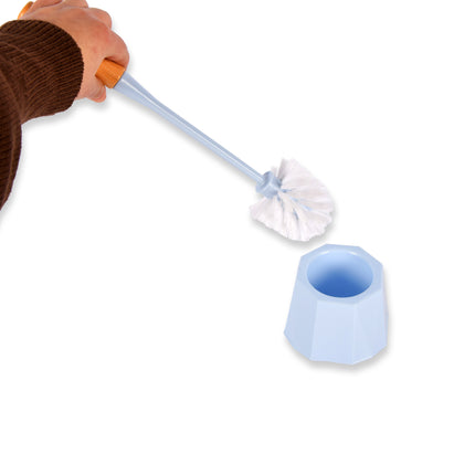 Handige Blauwe Toiletborstel met Houder - Kunststof WC Borstel - Badkameraccessoire - 28cm x 13cm