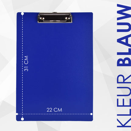 Handig Kunststof Klembord A4 | Blauw | 22x31x31 cm | Lichtgewicht | Klemmap voor Documenten