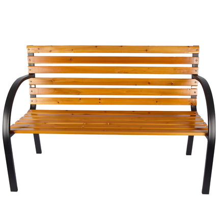 Tuinbank | Buitenbank | bruin/zwart | 10.10kg | Tuinbankje | hout & staal | Parkbankje | 120cm*62cm*120cm