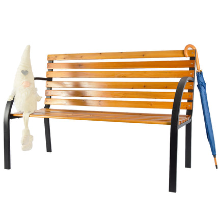Tuinbank | Buitenbank | bruin/zwart | 10.10kg | Tuinbankje | hout & staal | Parkbankje | 120cm*62cm*120cm