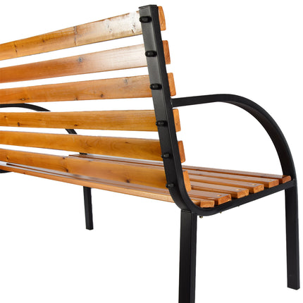 Tuinbank | Buitenbank | bruin/zwart | 10.10kg | Tuinbankje | hout & staal | Parkbankje | 120cm*62cm*120cm