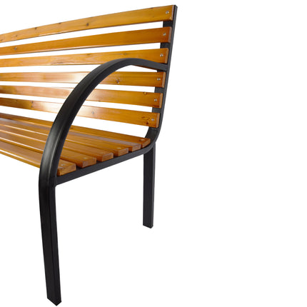 Tuinbank | Buitenbank | bruin/zwart | 10.10kg | Tuinbankje | hout & staal | Parkbankje | 120cm*62cm*120cm